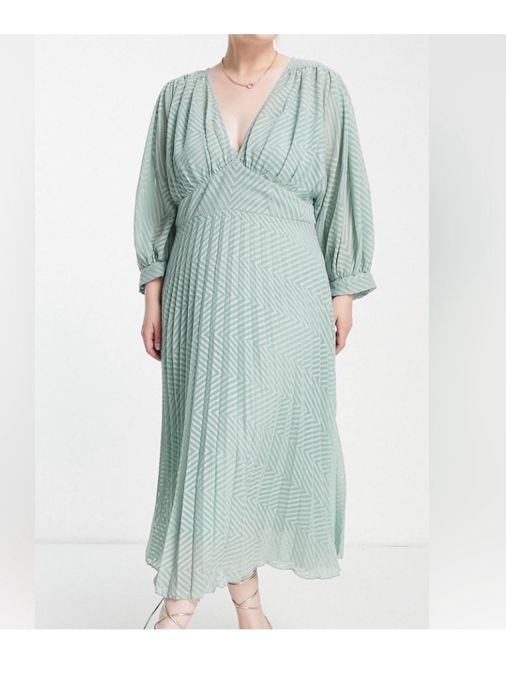 ASOS Curve Green Batwing Flowy Maxi Dress Plus 24 Wedding Party Formal Gala